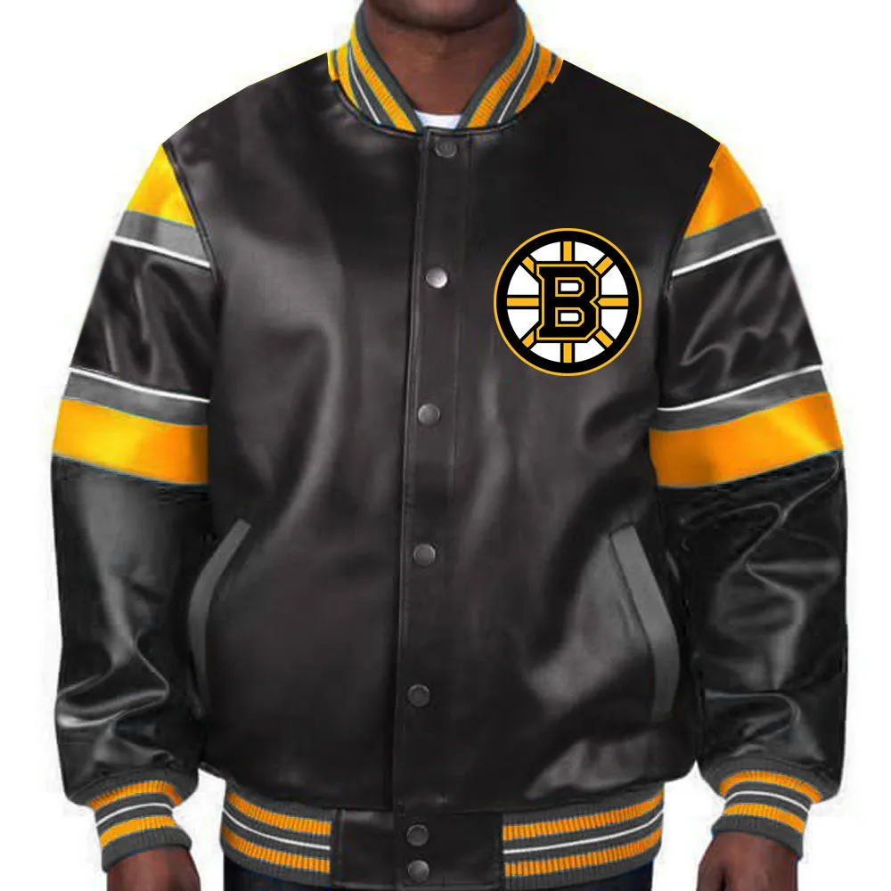 NHL Boston Bruins Black Leather Jacket by TJS