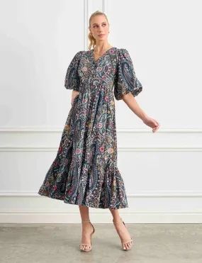 ORIGINAL SAMPLE Marisa ' Aztec Rose' Double Tiered Midi Dress