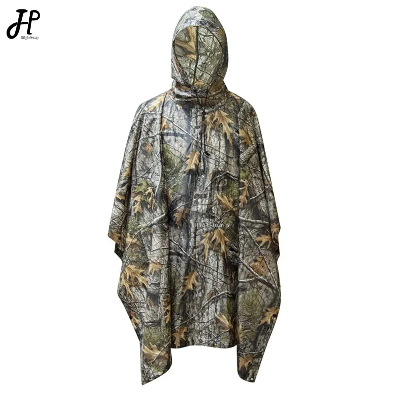 Outdoor Military Poncho 210T PU Army War Tactical Raincoat Hunting Ghillie Suit Accessories