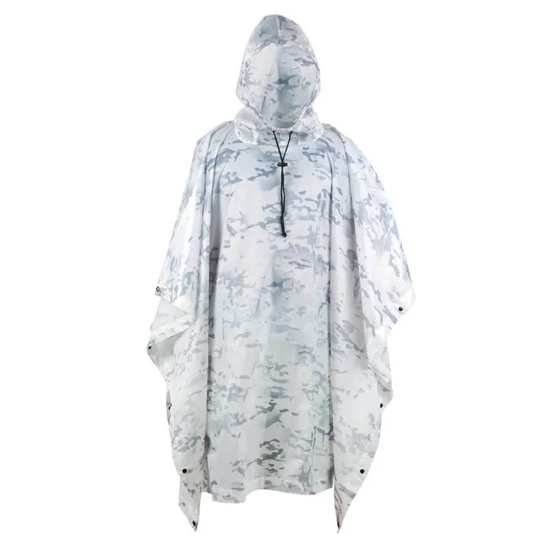Outdoor Military Poncho 210T PU Army War Tactical Raincoat Hunting Ghillie Suit Accessories