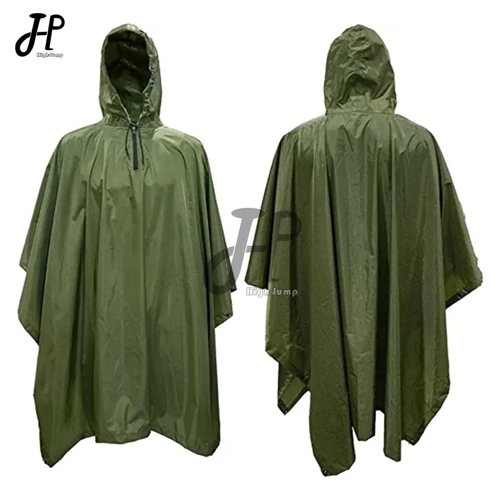 Outdoor Military Poncho 210T PU Army War Tactical Raincoat Hunting Ghillie Suit Accessories