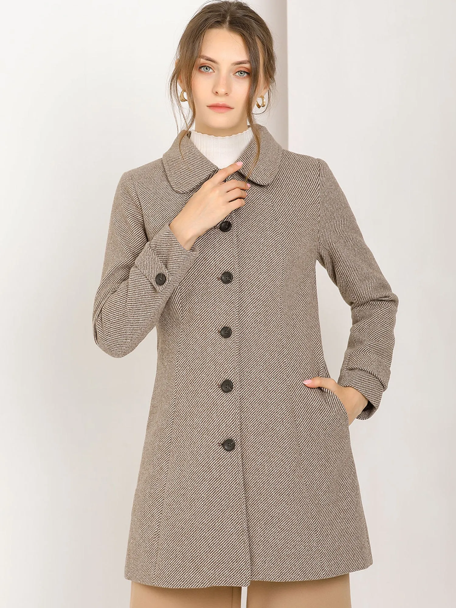 Peter Pan Collar Single Breasted Overcoat Winter Pea Coat