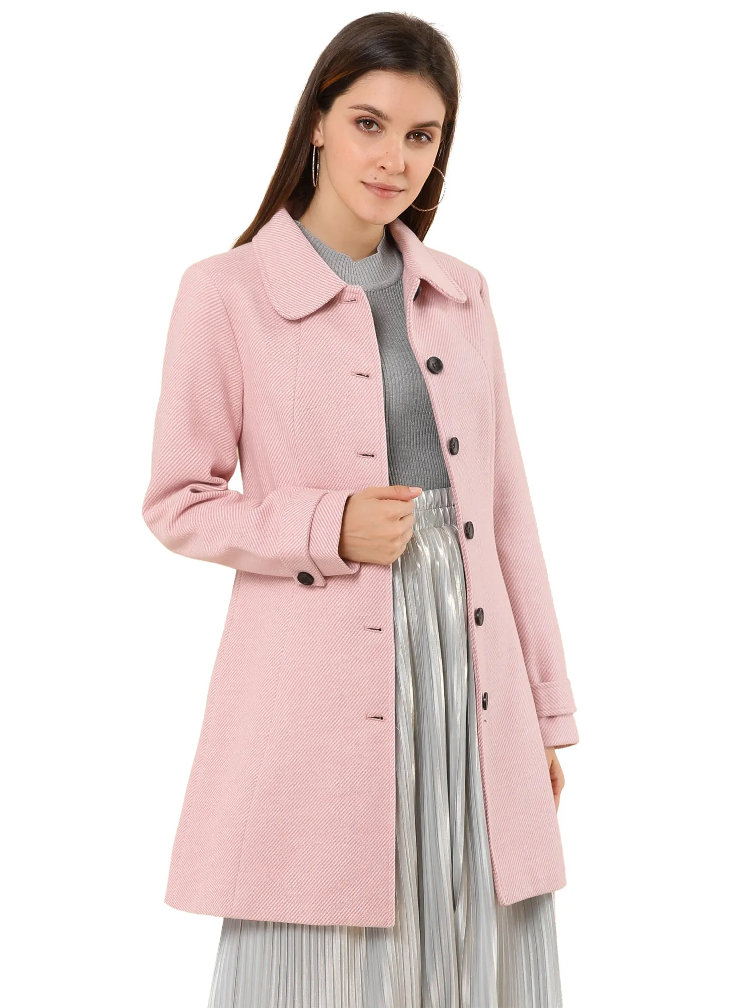 Peter Pan Collar Single Breasted Overcoat Winter Pea Coat