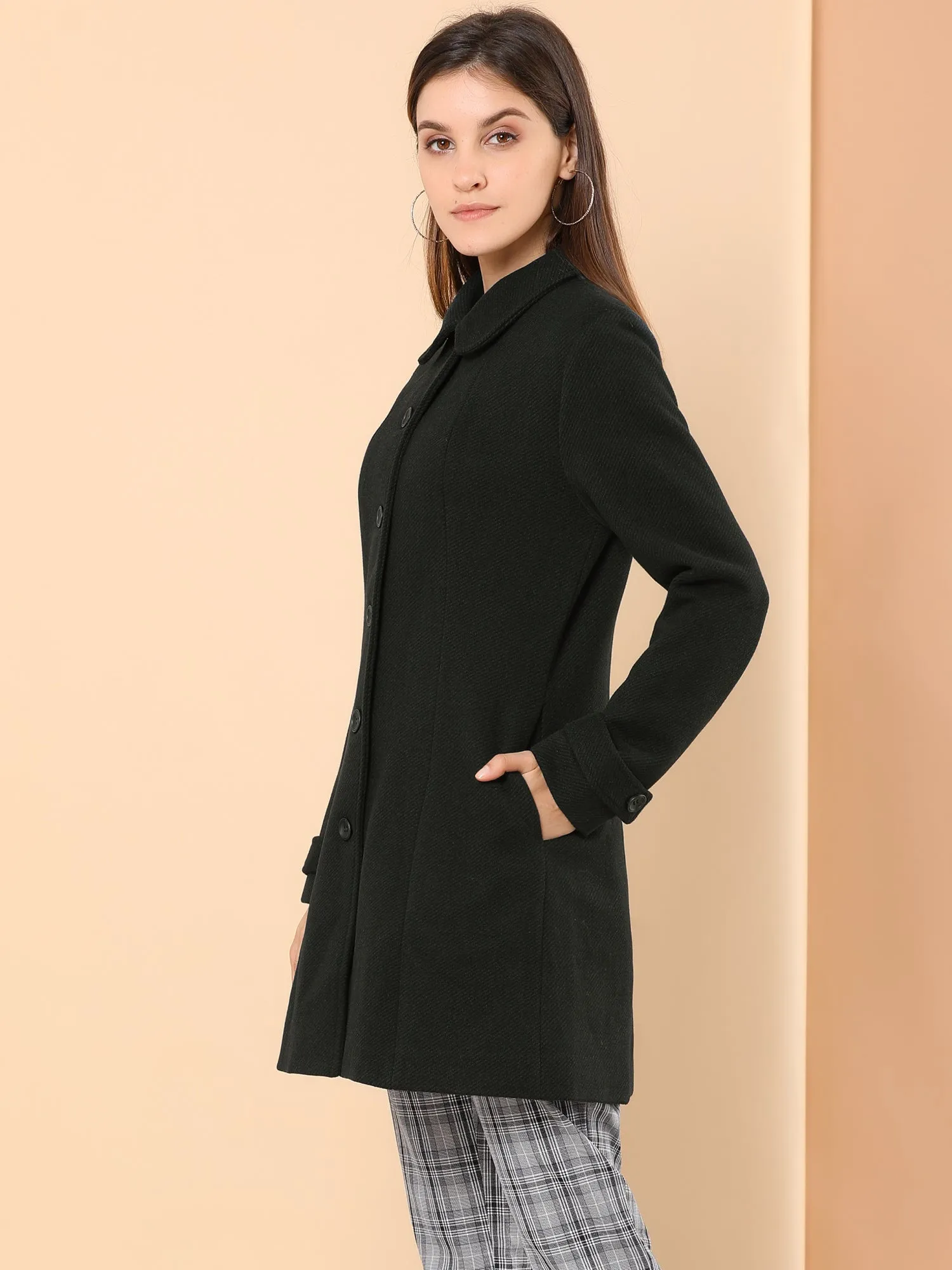 Peter Pan Collar Single Breasted Overcoat Winter Pea Coat