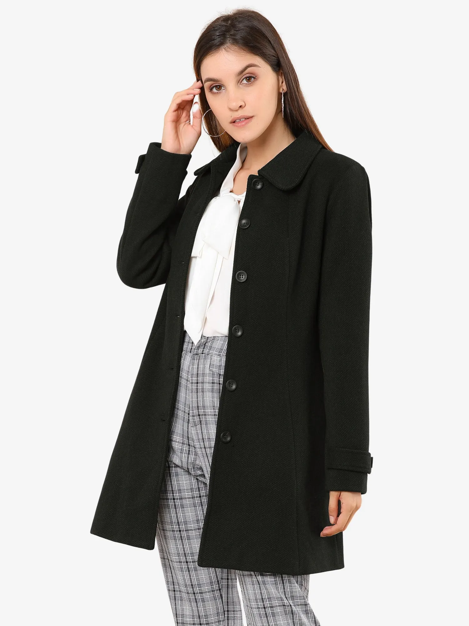Peter Pan Collar Single Breasted Overcoat Winter Pea Coat