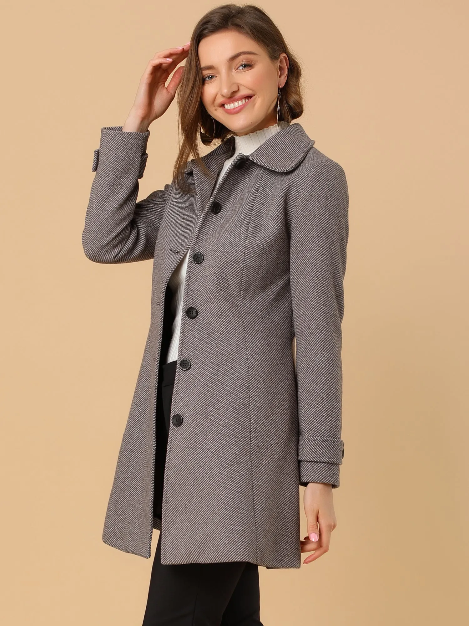 Peter Pan Collar Single Breasted Overcoat Winter Pea Coat