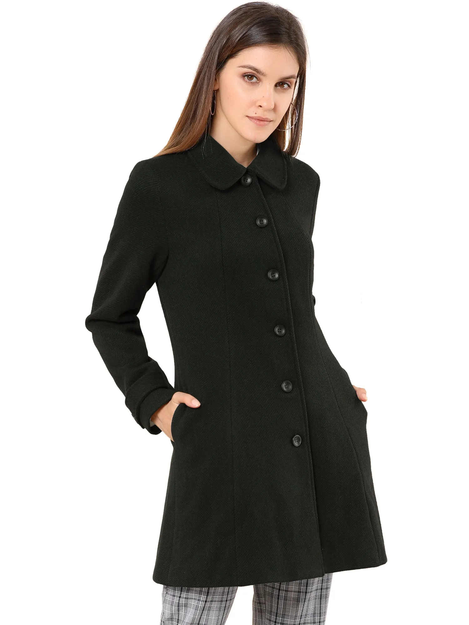Peter Pan Collar Single Breasted Overcoat Winter Pea Coat