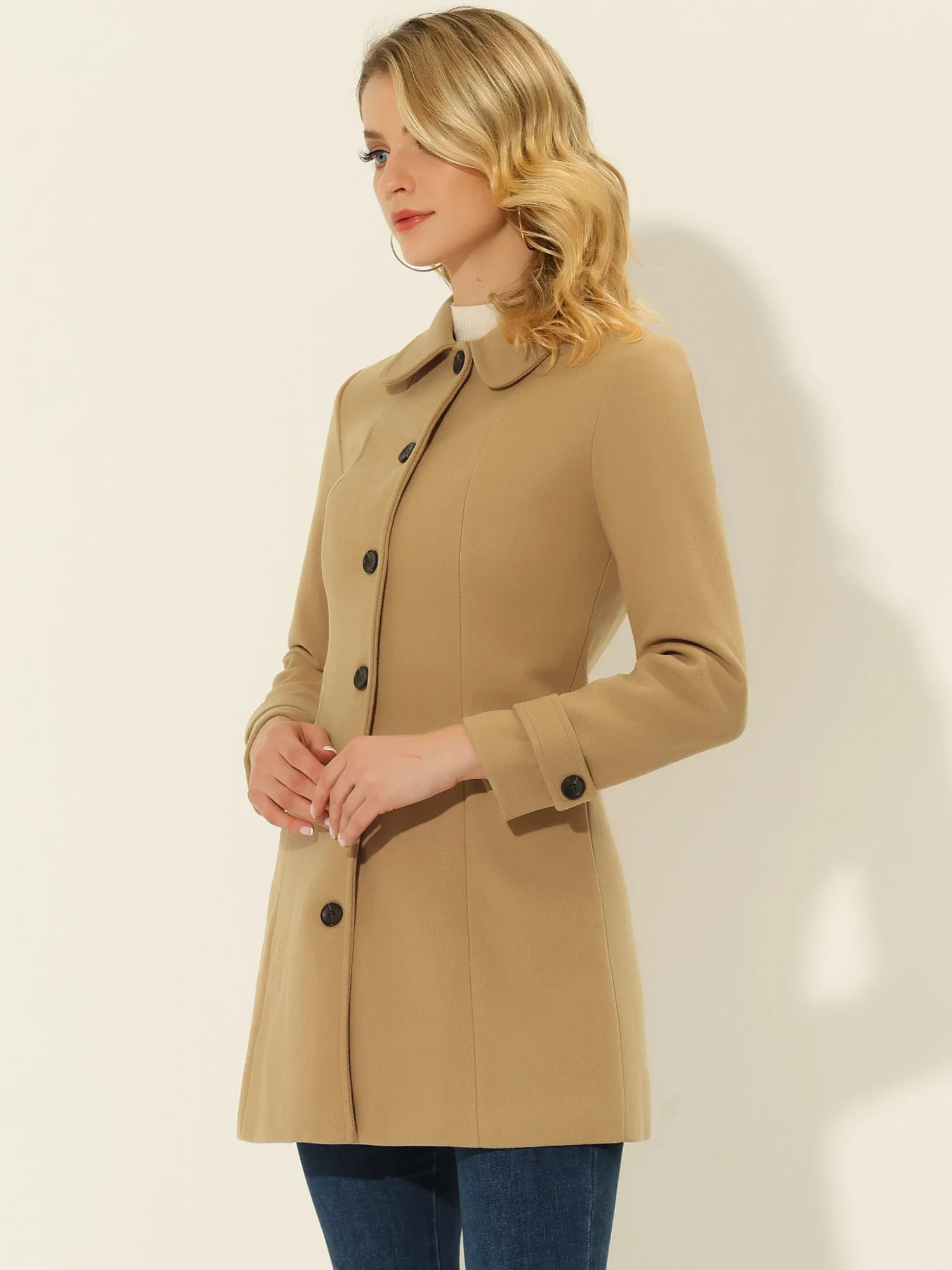 Peter Pan Collar Single Breasted Overcoat Winter Pea Coat