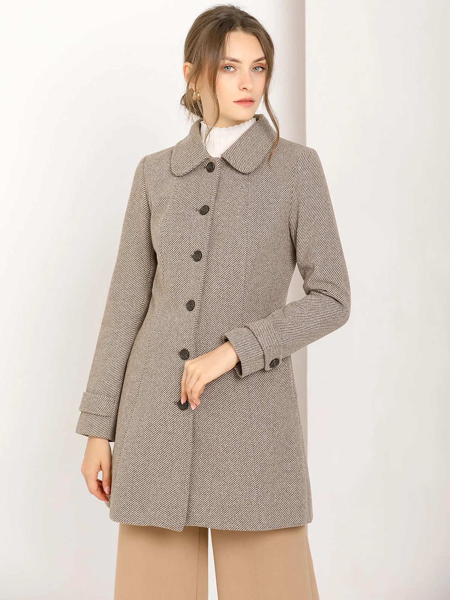 Peter Pan Collar Single Breasted Overcoat Winter Pea Coat