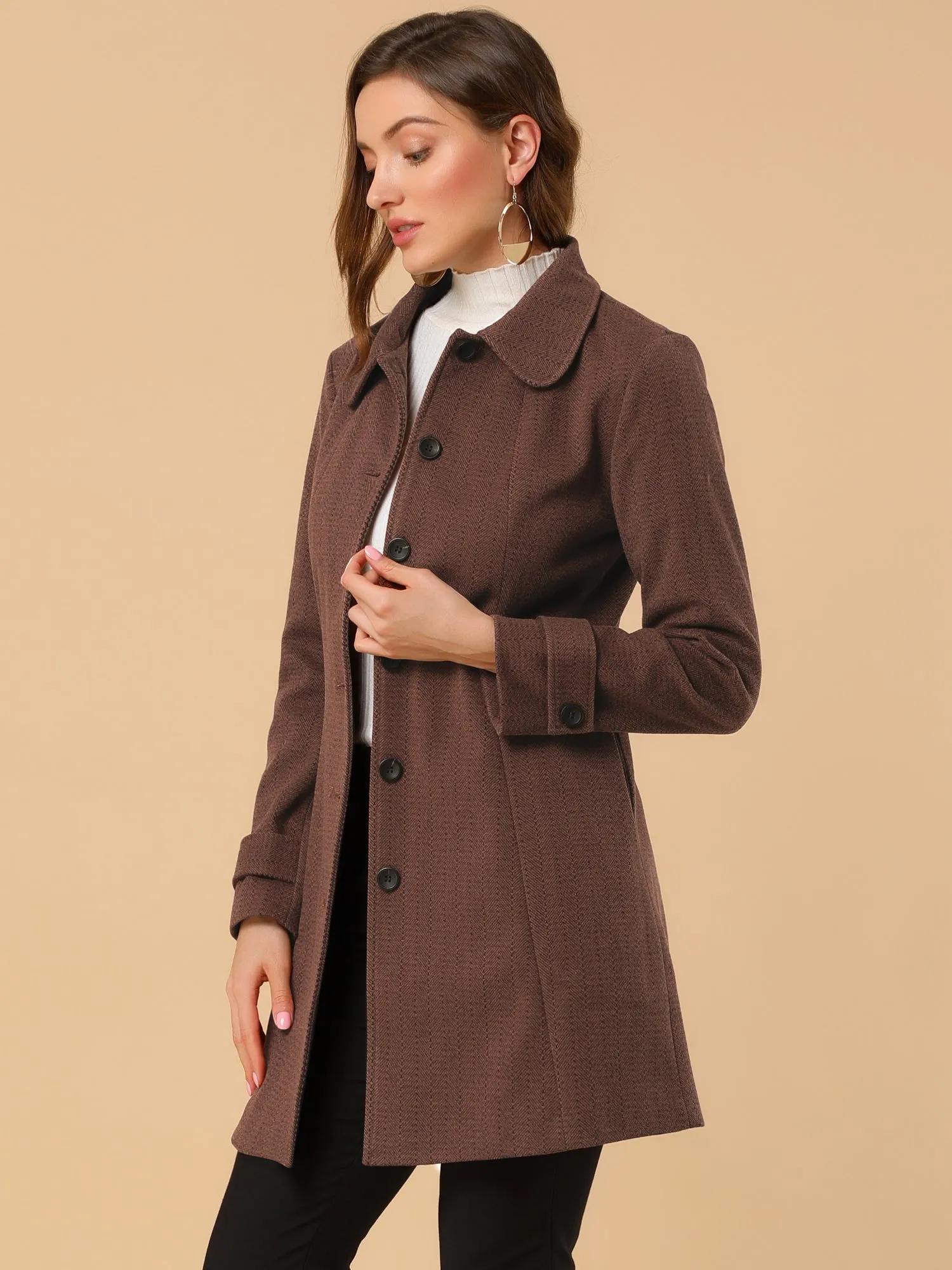 Peter Pan Collar Single Breasted Overcoat Winter Pea Coat