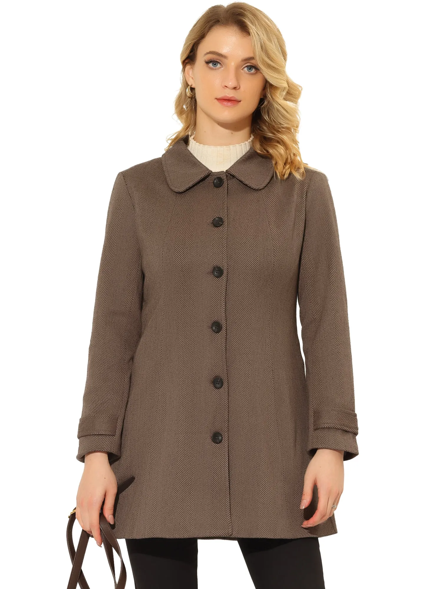 Peter Pan Collar Single Breasted Overcoat Winter Pea Coat