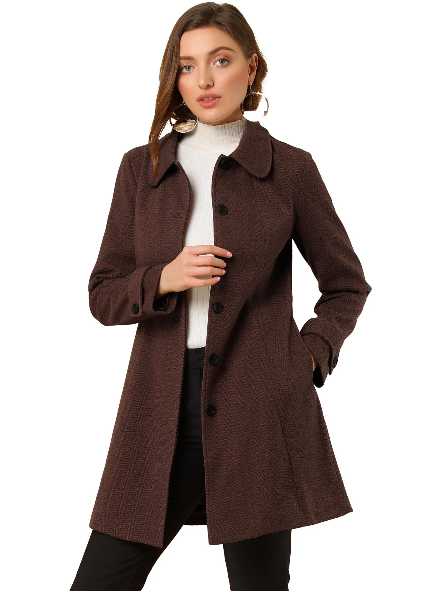 Peter Pan Collar Single Breasted Overcoat Winter Pea Coat