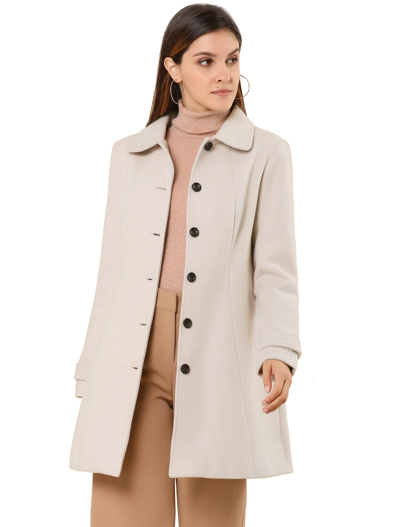 Peter Pan Collar Single Breasted Overcoat Winter Pea Coat