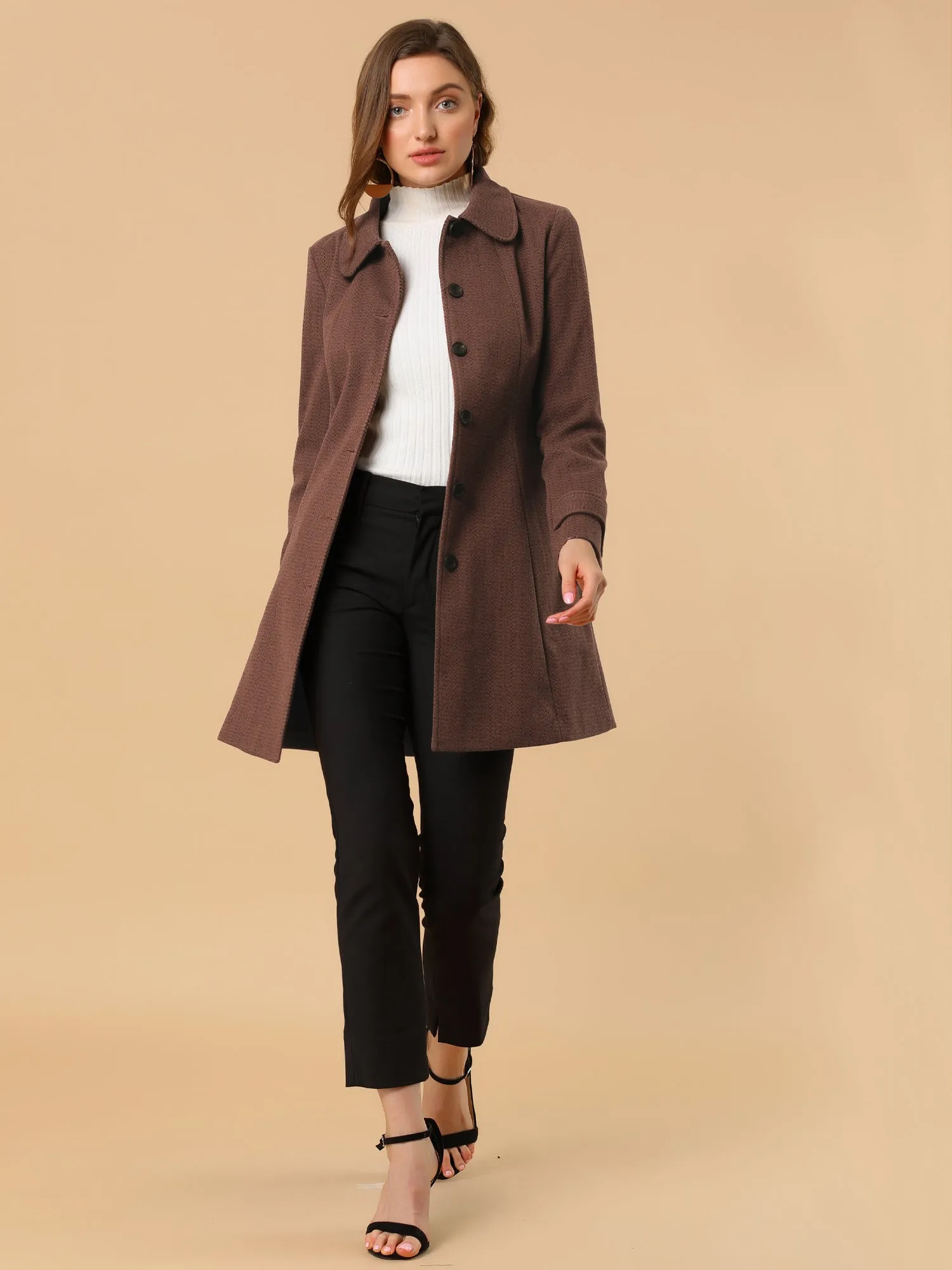 Peter Pan Collar Single Breasted Overcoat Winter Pea Coat