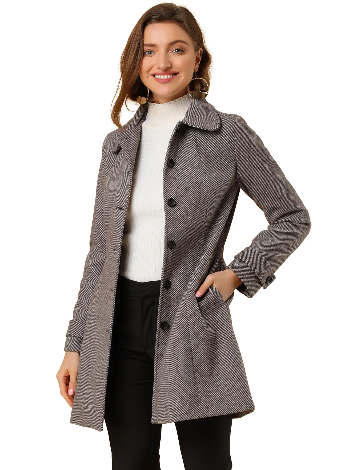 Peter Pan Collar Single Breasted Overcoat Winter Pea Coat