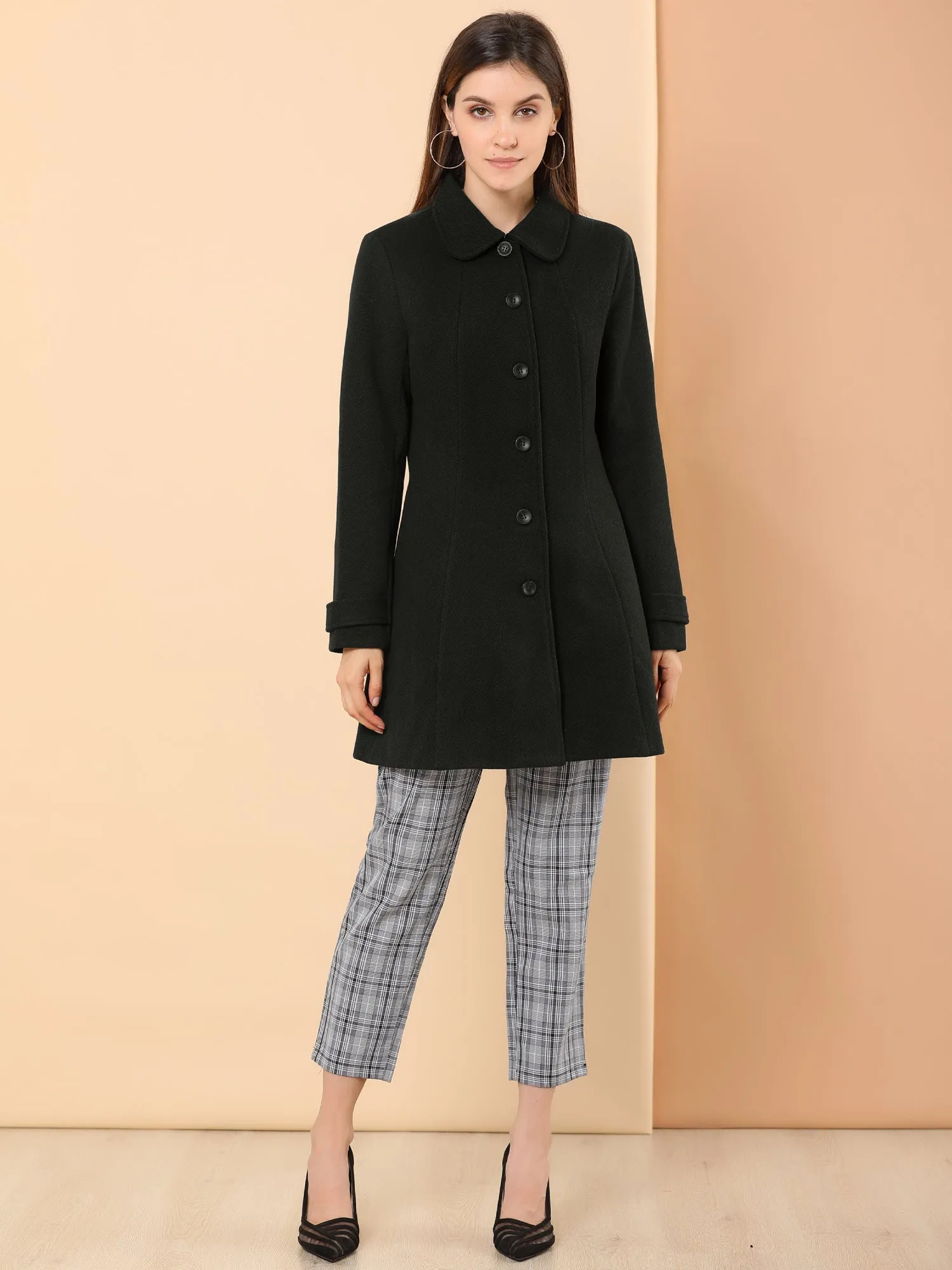 Peter Pan Collar Single Breasted Overcoat Winter Pea Coat