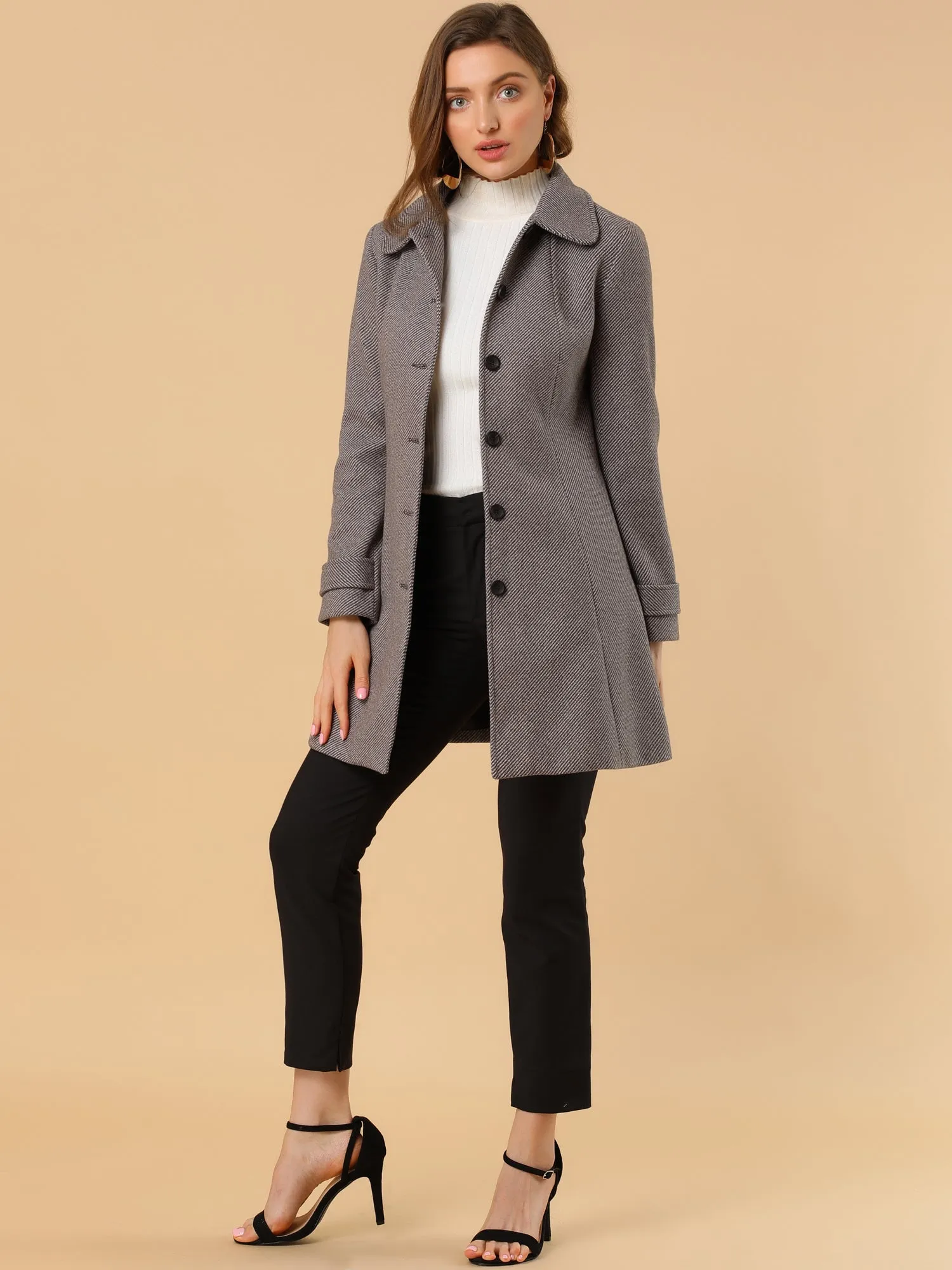 Peter Pan Collar Single Breasted Overcoat Winter Pea Coat