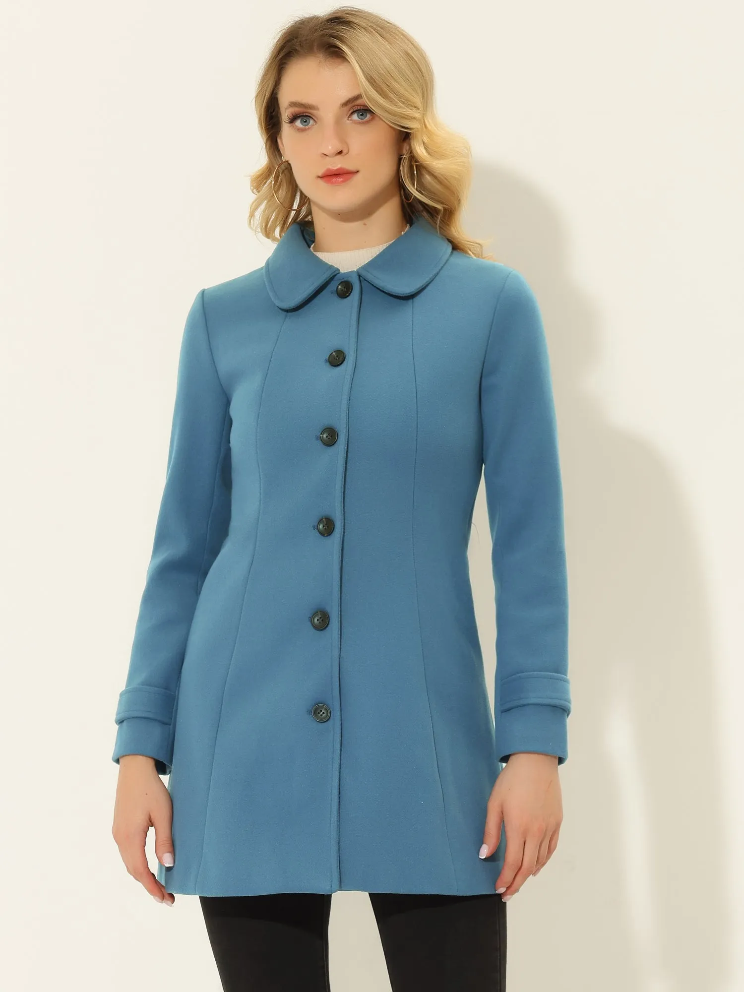 Peter Pan Collar Single Breasted Overcoat Winter Pea Coat