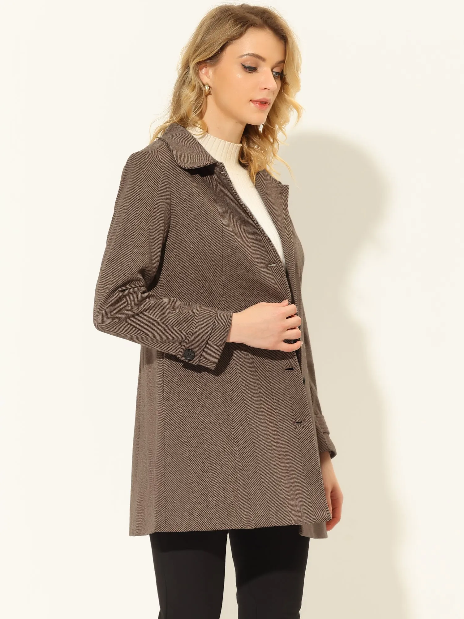 Peter Pan Collar Single Breasted Overcoat Winter Pea Coat