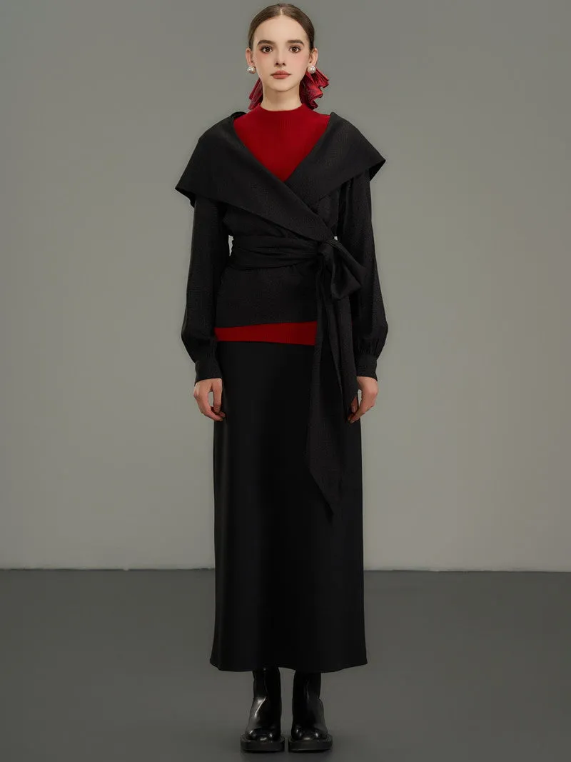 Plain Simple Flare Retro High-Waist Long-Skirt