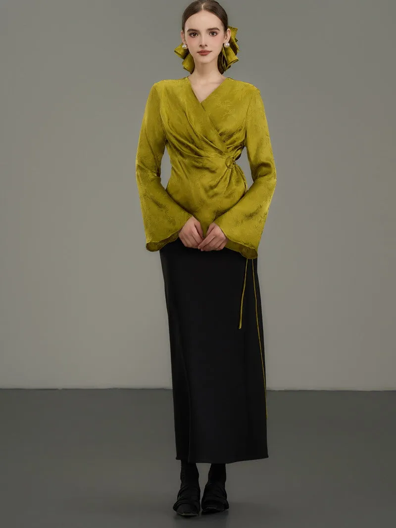 Plain Simple Flare Retro High-Waist Long-Skirt