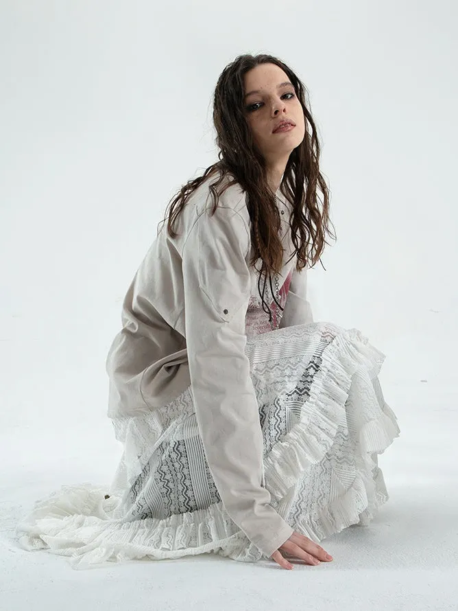 Punk Style Irregular Ruffled Low Waist Lace Skirt