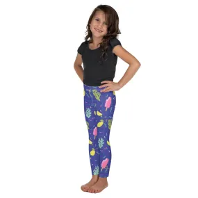 Purple Cactus Kid's Tights, Purple Cute Lemon Ice Cream Cactus Print Designer Kid's Leggings- Made in USA/EU