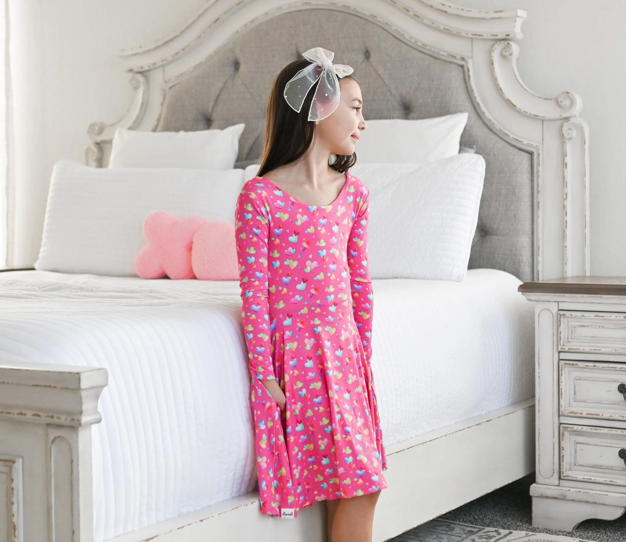 Rainbow Love Long Sleeve Twirl Dress