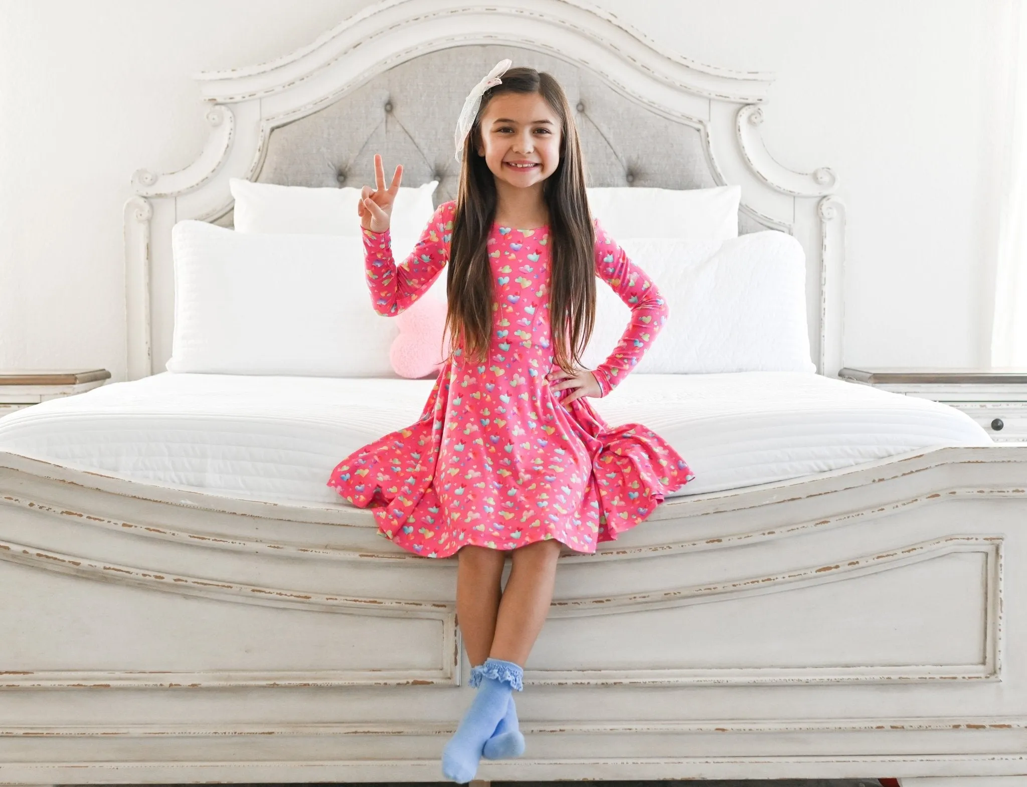 Rainbow Love Long Sleeve Twirl Dress