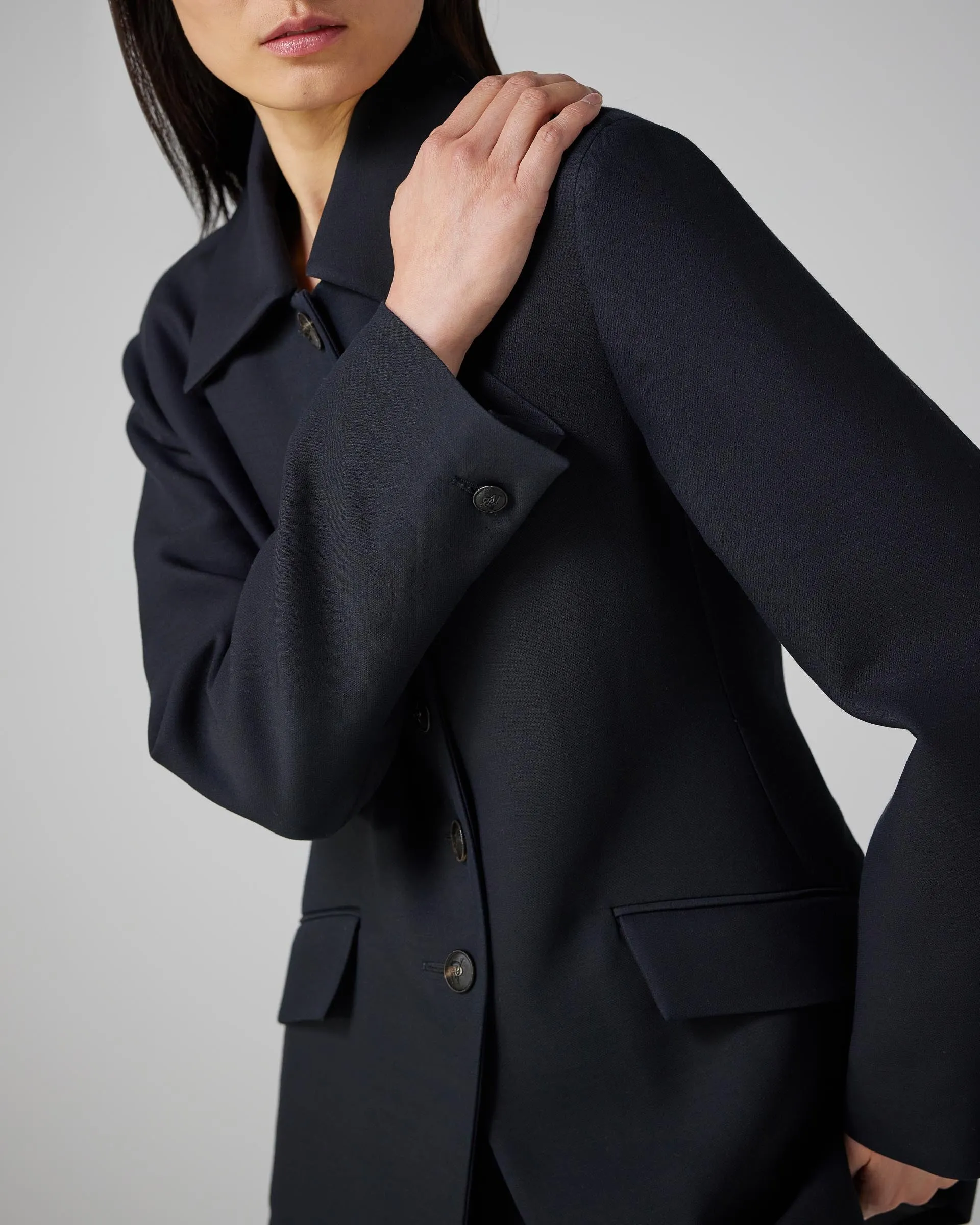 Rebecca Jacket in Wool Viscose, Black