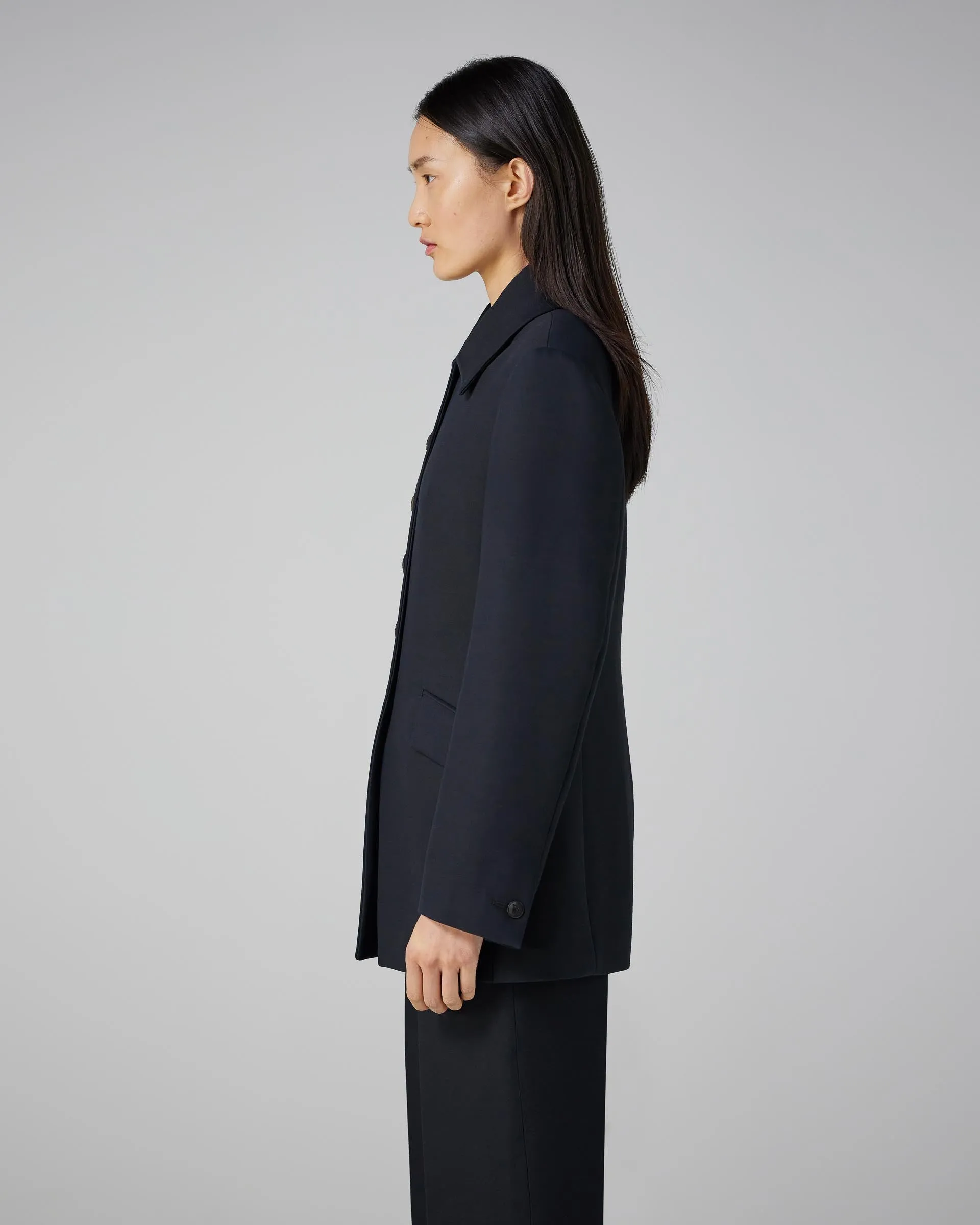Rebecca Jacket in Wool Viscose, Black
