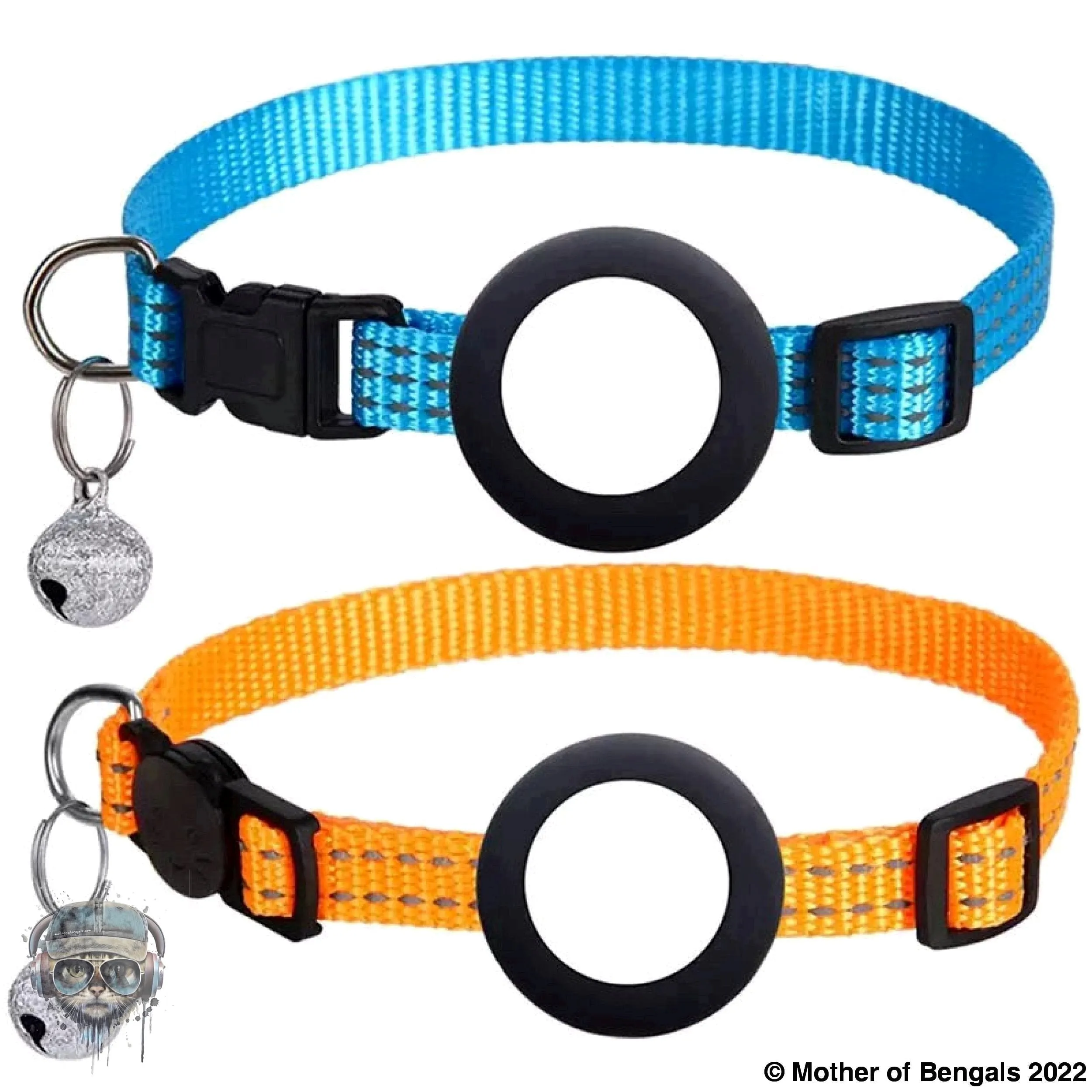 Reflective AirTag Breakaway Cat Collar by Mother Of Bengals