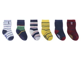 Robeez Infant Socks 6-Pack / Boy - Varsity Multi-Stripe