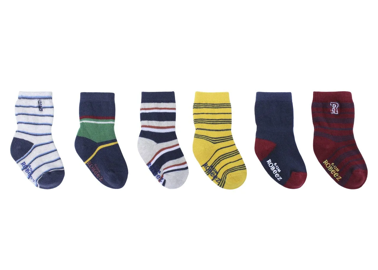 Robeez Infant Socks 6-Pack / Boy - Varsity Multi-Stripe