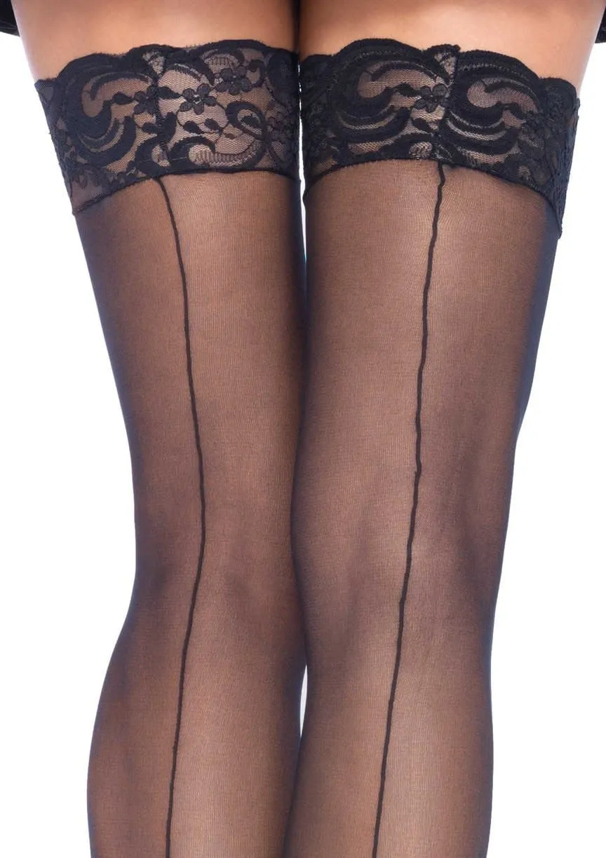 Sheer Stockings w/ Backseam - Black
