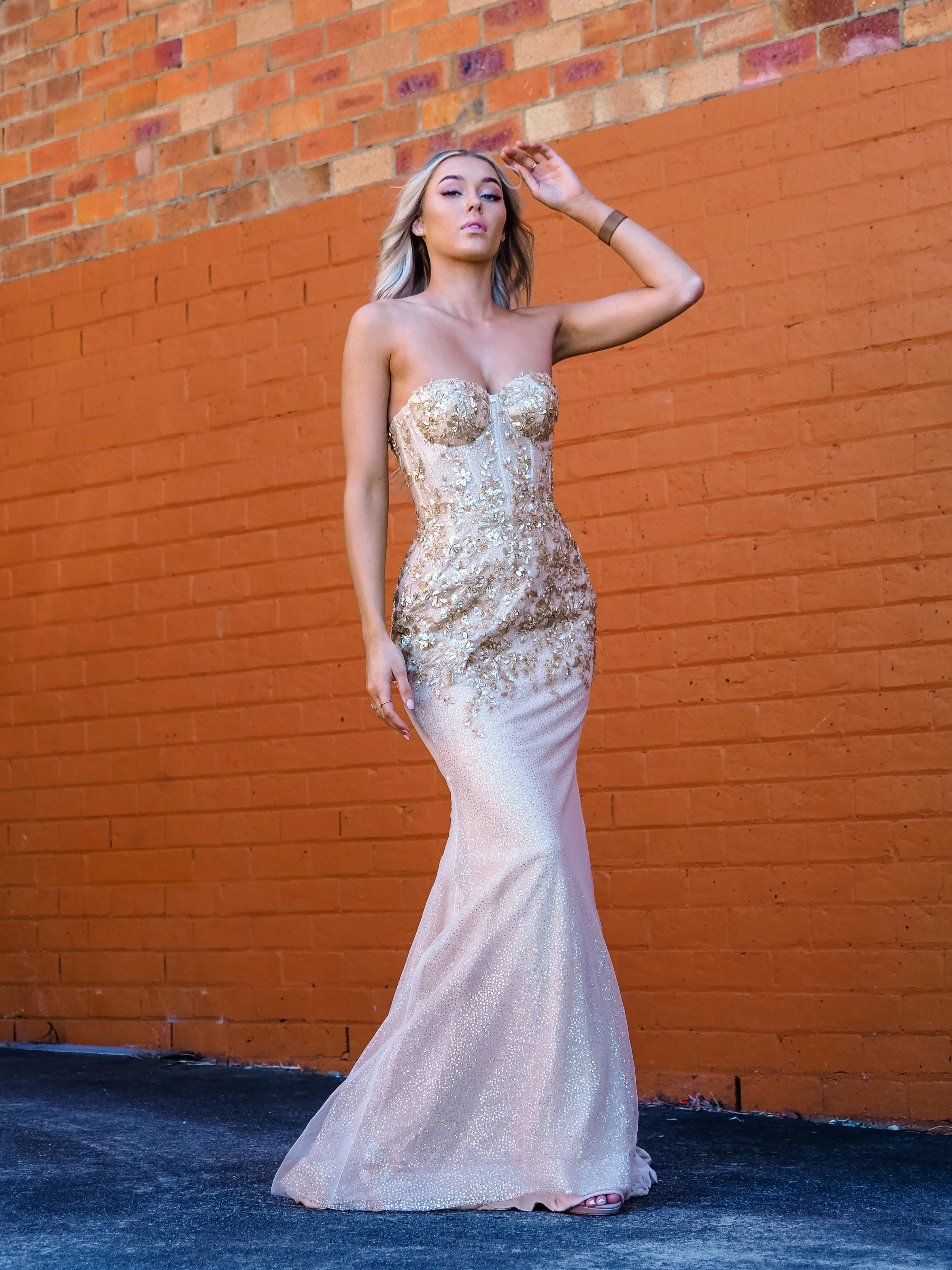Sparkling gold bustier mermaid dress