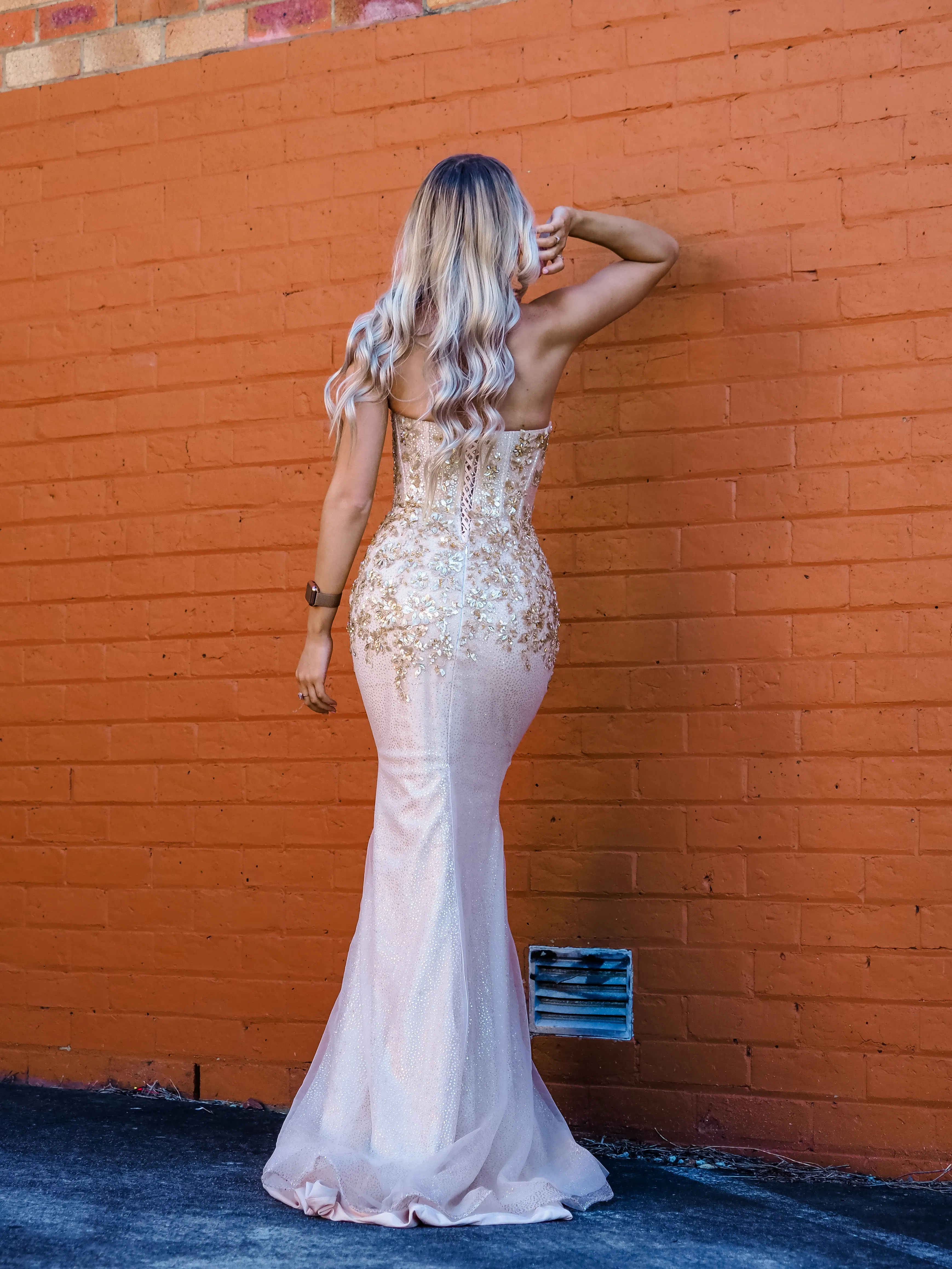 Sparkling gold bustier mermaid dress