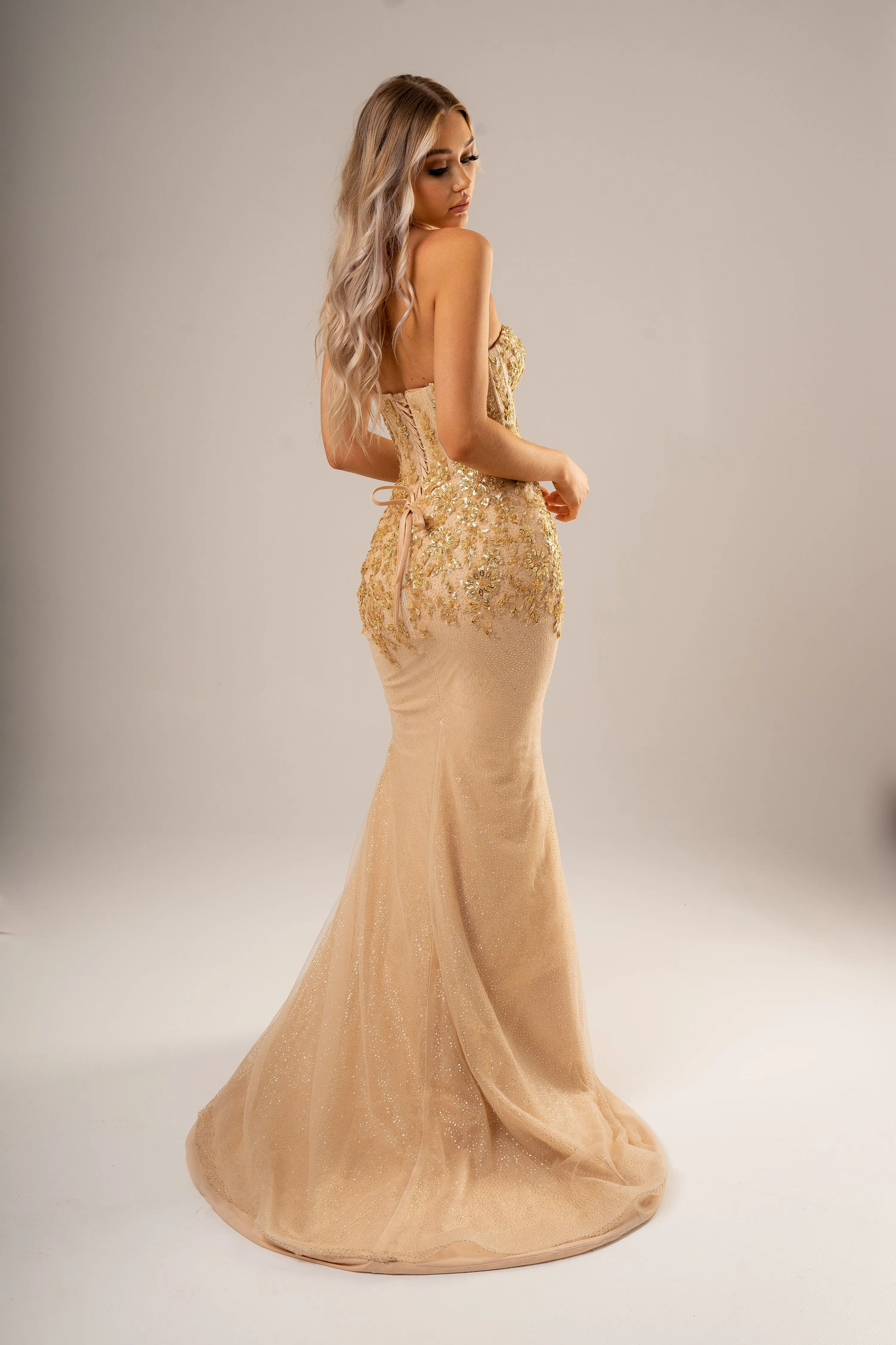 Sparkling gold bustier mermaid dress