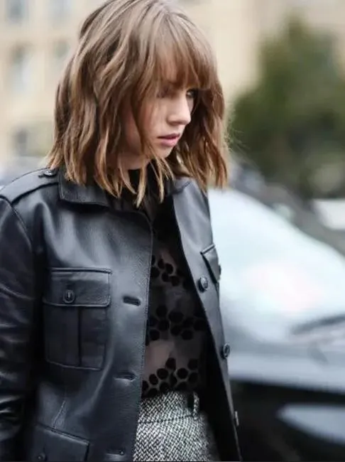 Stranger Things Maya Hawke Black Leather Mid-Length Coat
