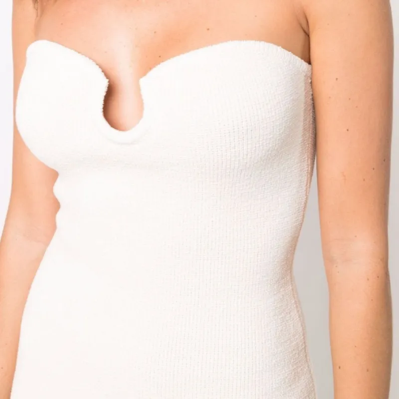 Strapless Knitted U-Neck Mini Dress