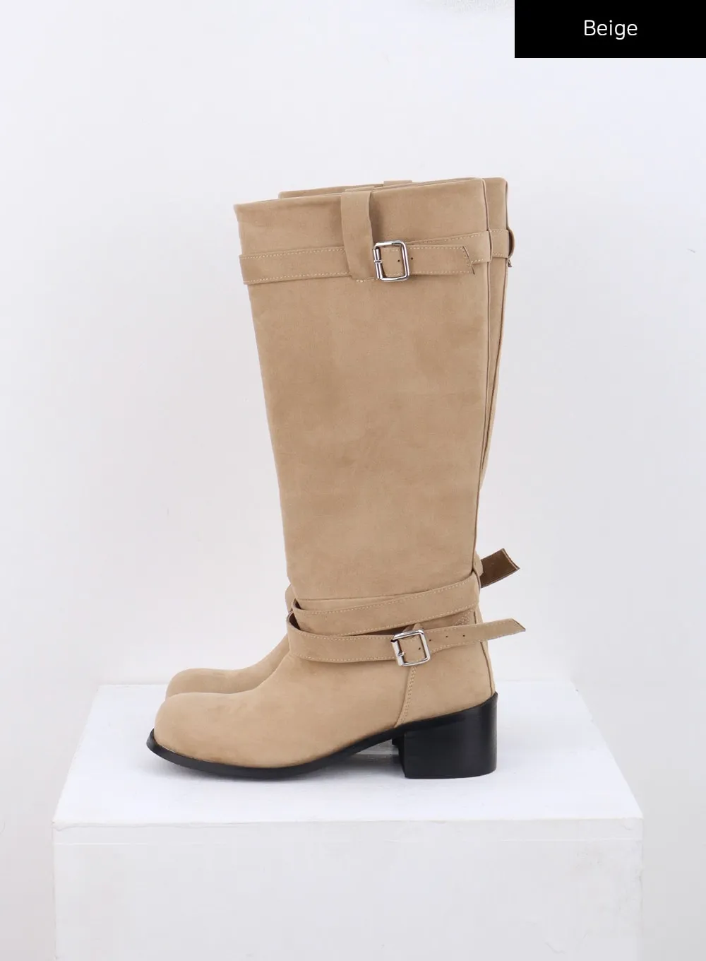 Suede Midi Buckle Boots CN321