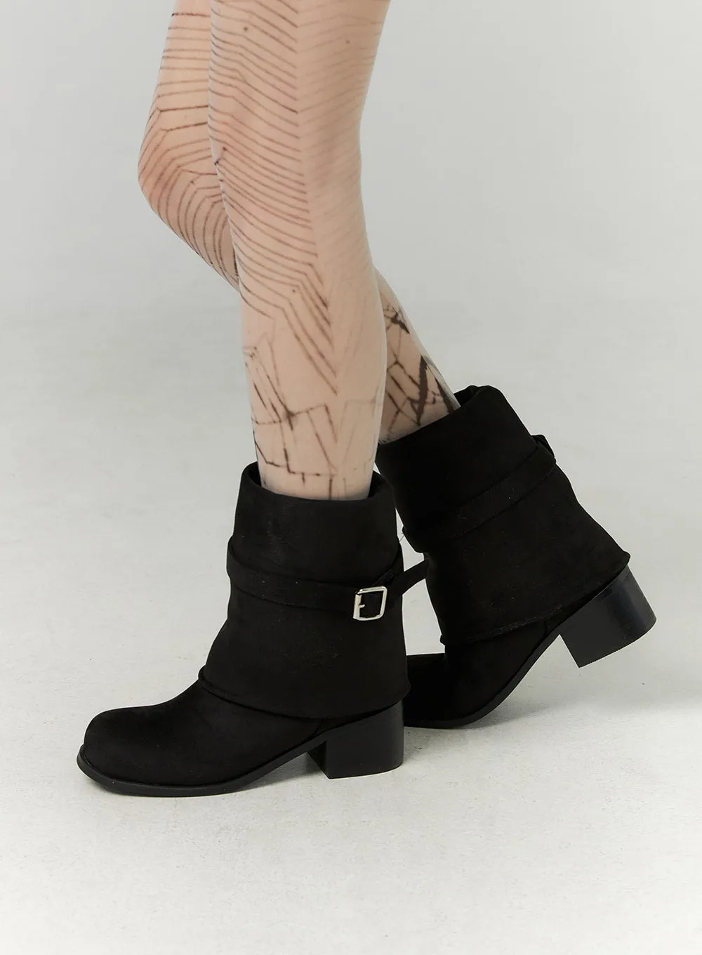 Suede Midi Buckle Boots CN321