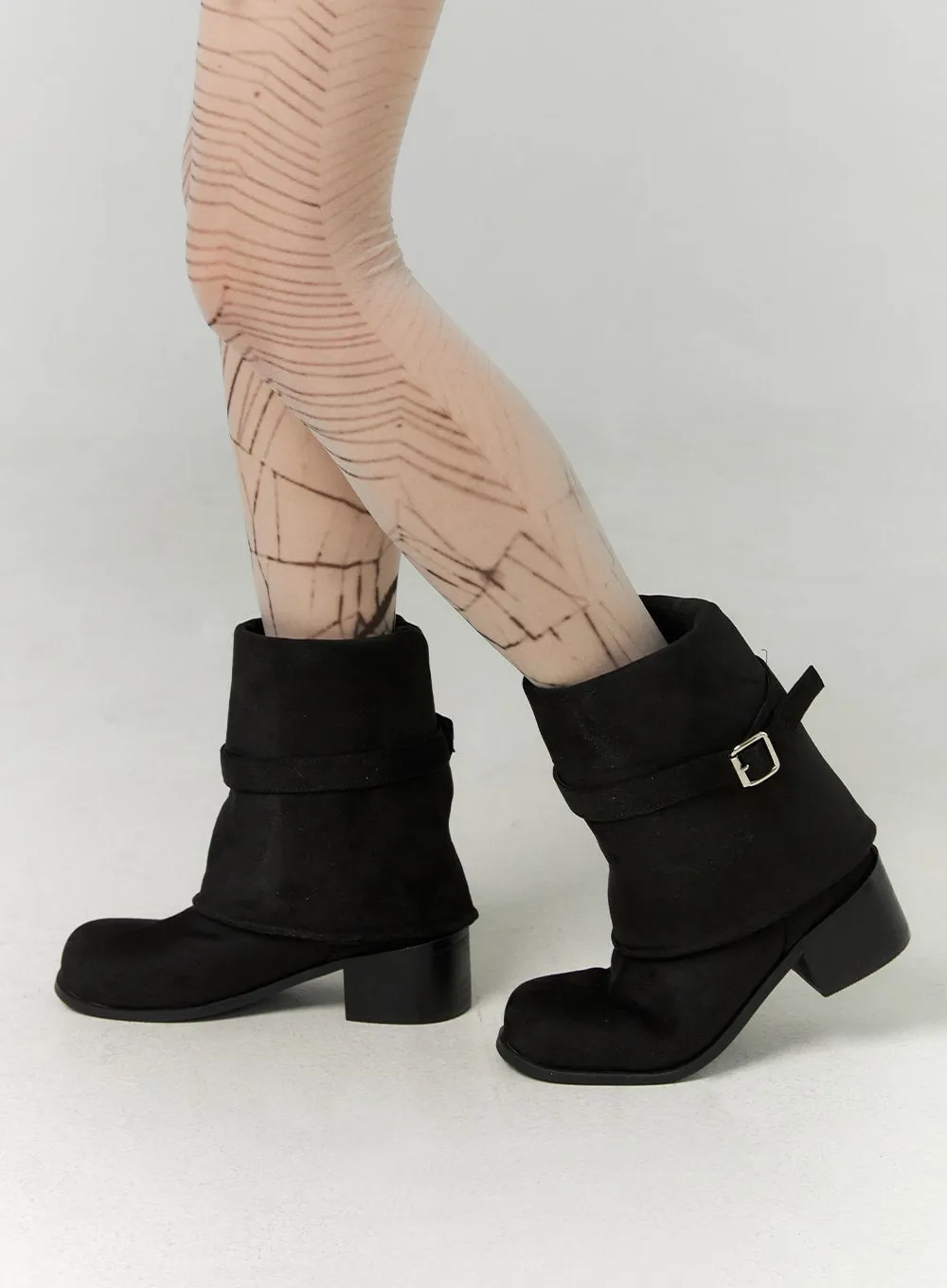 Suede Midi Buckle Boots CN321