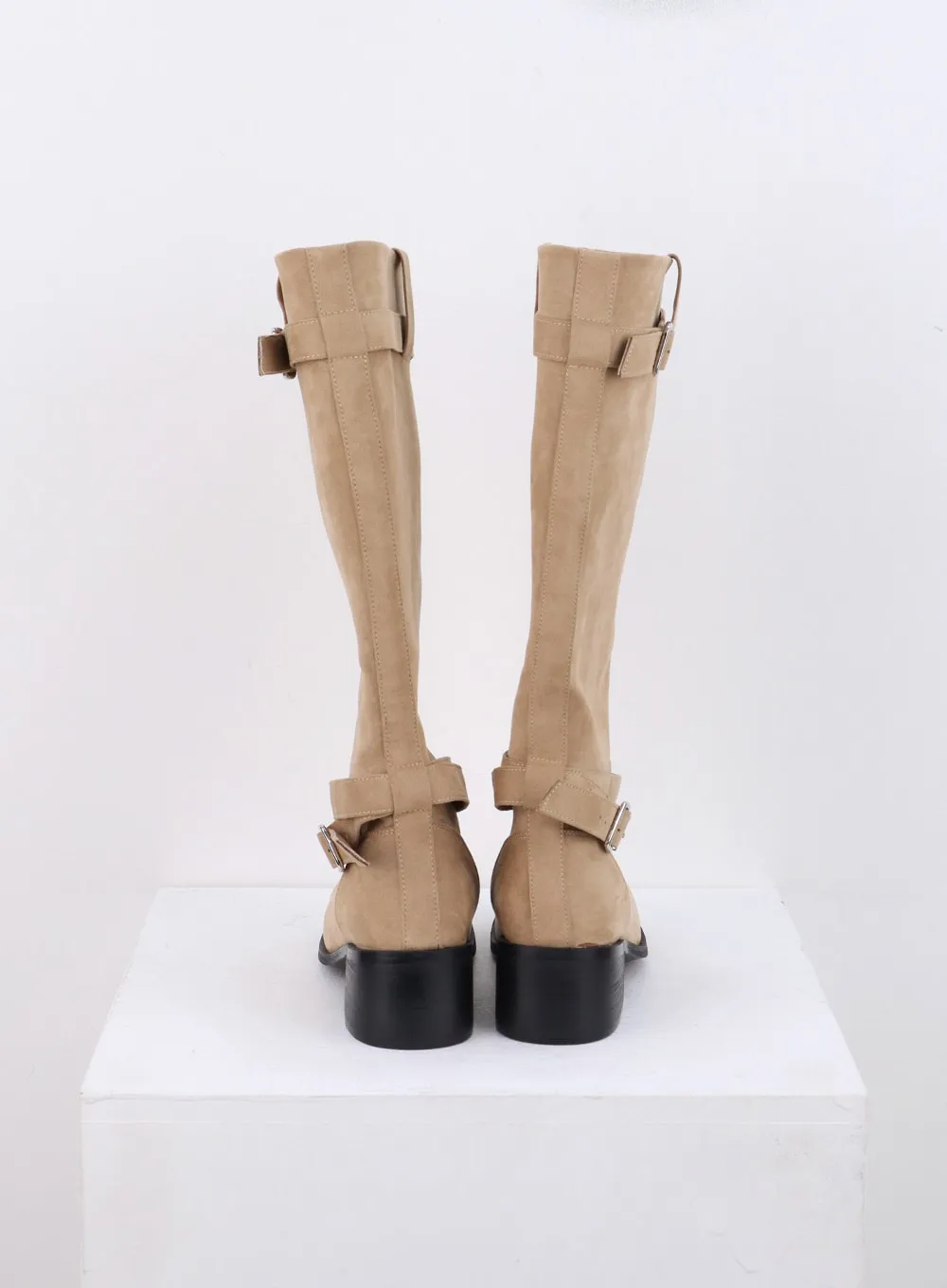 Suede Midi Buckle Boots CN321