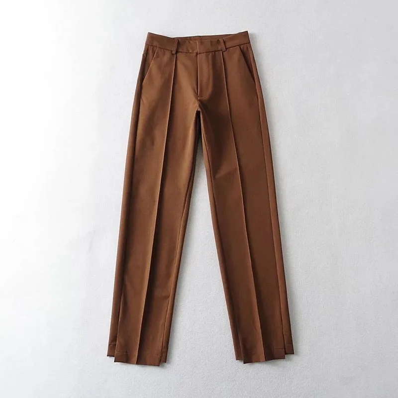 Tailored Front Seam Suit Trousers With Stepped Hem
