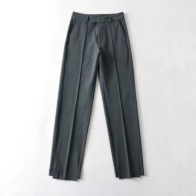 Tailored Front Seam Suit Trousers With Stepped Hem