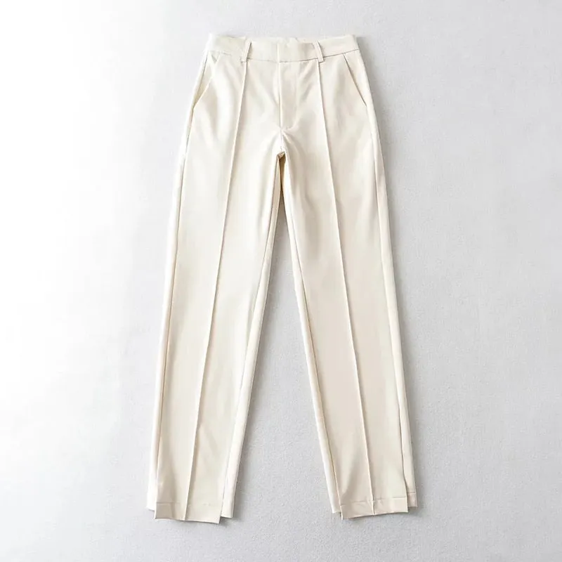 Tailored Front Seam Suit Trousers With Stepped Hem