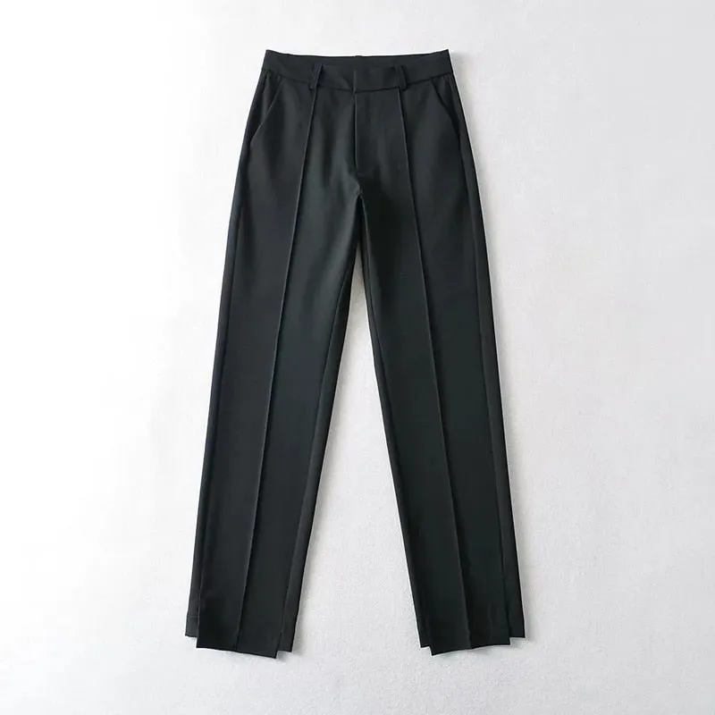 Tailored Front Seam Suit Trousers With Stepped Hem
