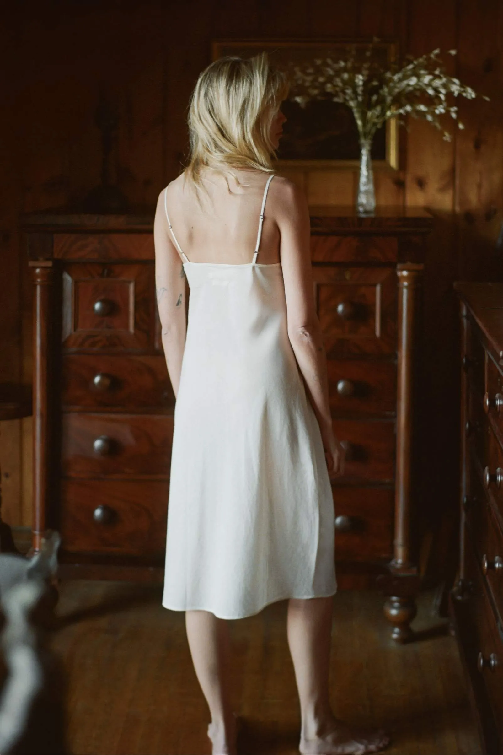 The Flora Slip (Long) | Ivory