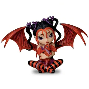 The Hamilton Collection Ruby Fairy Figurine Darling Fairy and Baby Dragon Duo Handcrafted in Artists Resin Hand-Painted with Vibrant Colors Intricate Details Big Purple Eyes and Bright Red Accents by Jasmine Becket-Griffith 4-inches